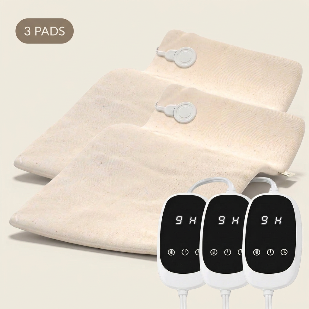 3 Auresti cotton heating pads with 3 LED controllers