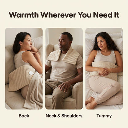 Ways to use the heating pad on the back, shoulders and tummy