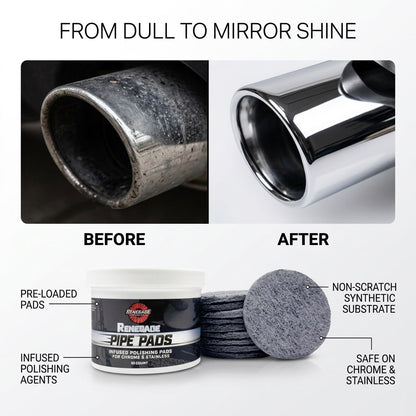 MirrorFinish Pads™ Remove scratches and oxidation.