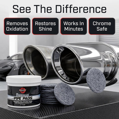 MirrorFinish Pads™ Remove scratches and oxidation.